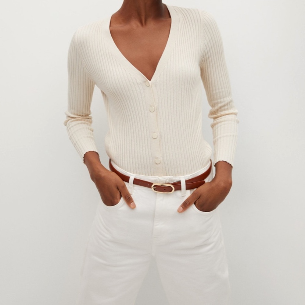Mango ribbed knit cardigan